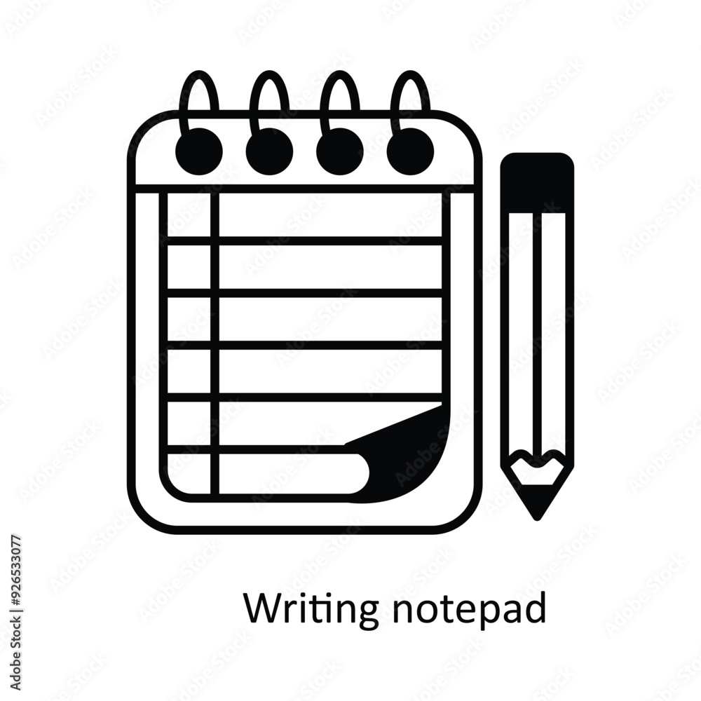 Poster writing notepad vector filled outline icon design illustration. design and development symbol on whi