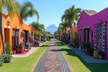 Obraz premium A vibrant photograph of an indigenous market, bustling with activity.