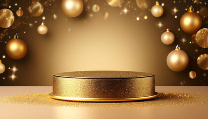  Product Mockup Podium with Christmas Gold and Glitter _1(124)
