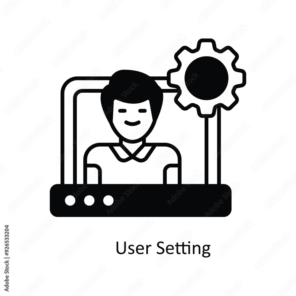 Aufkleber user setting vector filled outline icon design illustration. design and development symbol on white 
