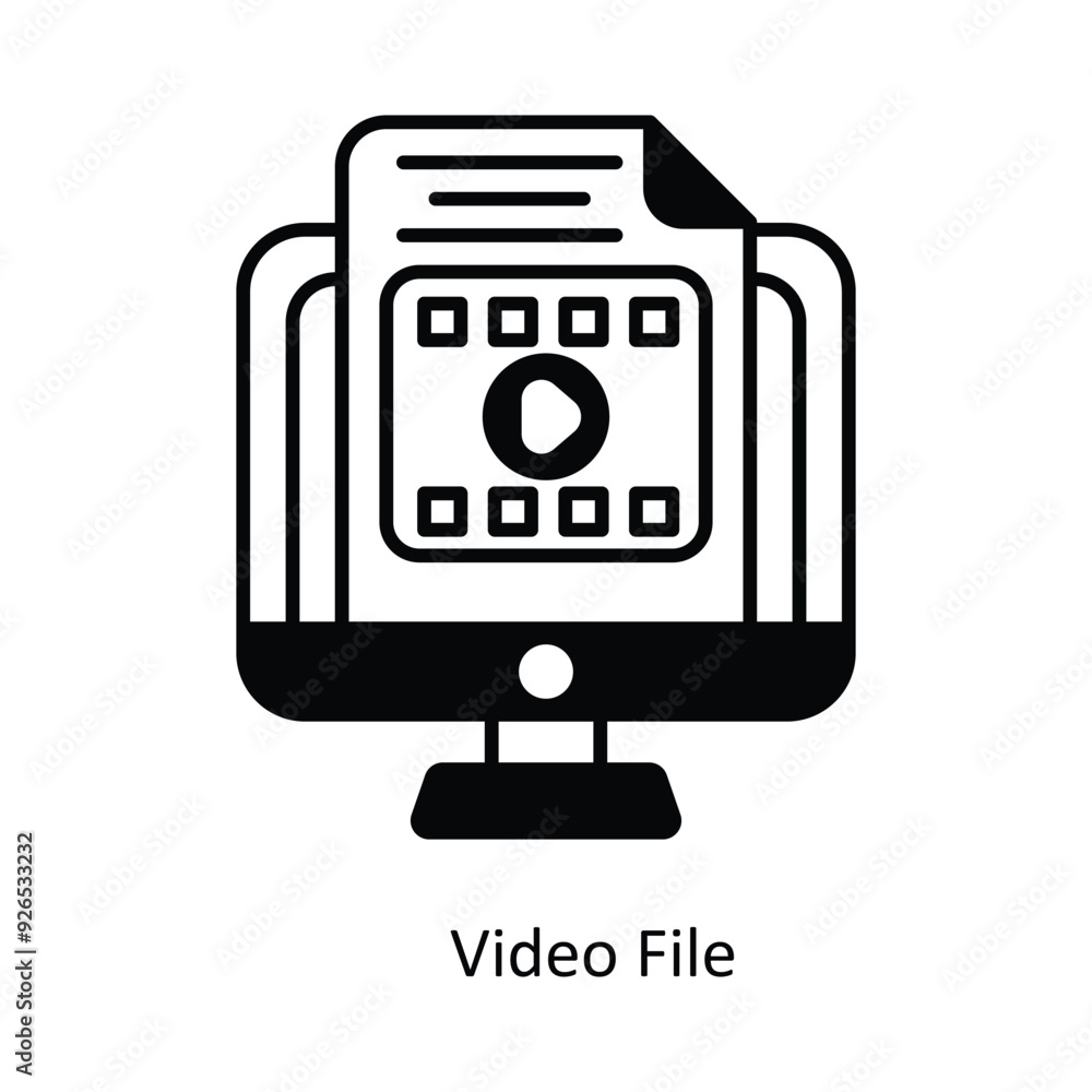 Poster video file vector filled outline icon design illustration. design and development symbol on white ba