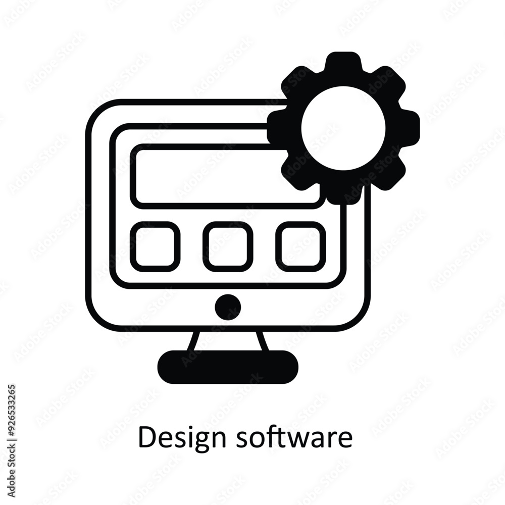 Poster design software vector filled outline icon design illustration. design and development symbol on whi