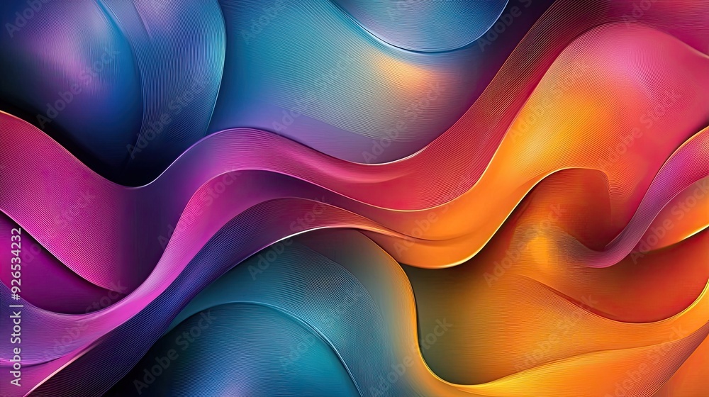 Poster an abstract background with vibrant wavy patterns, where the interplay of colors and lines creates a