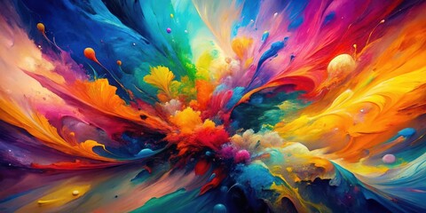 Abstract painting with vibrant colors and dynamic shapes, abstract, art, painting, vibrant, colors, dynamic, shapes