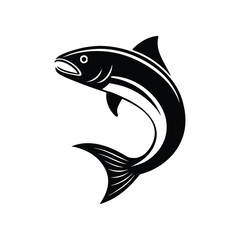 Salmon fish silhouette vector art icon isolated on white background