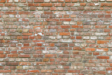 red brick wall. rough, aged bricks. Backgrounds and textures.