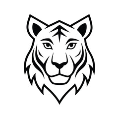 Bold tiger face vector line art illustration, ideal for striking and powerful designs.