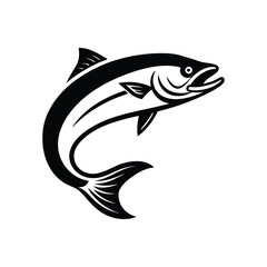 Salmon fish silhouette vector art icon isolated on white background