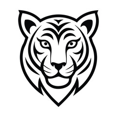 Bold tiger face vector line art illustration, ideal for striking and powerful designs.