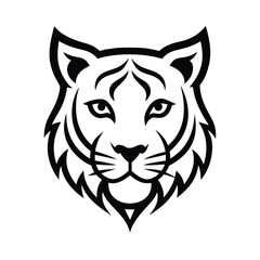 Bold tiger face vector line art illustration, ideal for striking and powerful designs.