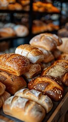 bread in a blurred bakery background
