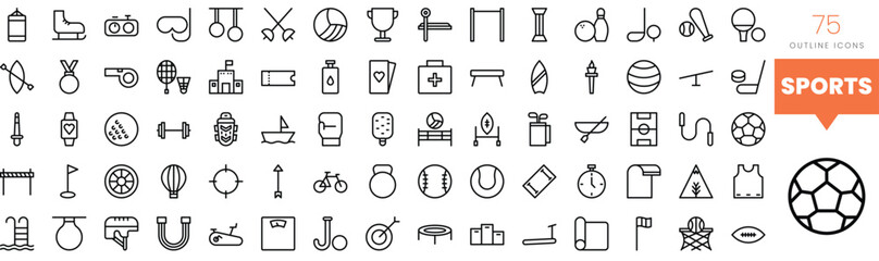 Set of minimalist linear sports icons. Vector illustration