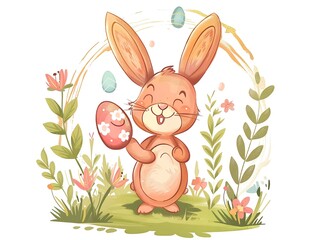 Easter Bunny clipart simple illustration for kids book. AI generated