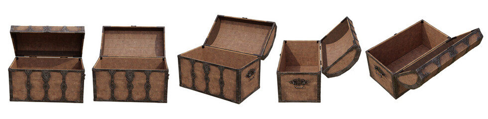 set of Treasure Chest cut out isolated background