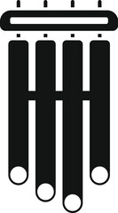 Black wind chime hanging and making soothing sounds icon