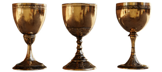 set if Brass Goblets cut out isolated background