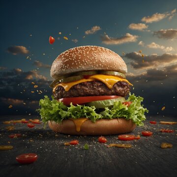 hamburger on the table