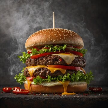 hamburger on black background