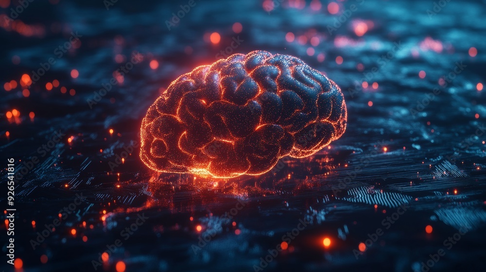Poster illuminated brain with neural connections advanced ai and technology vision for futuristic concept