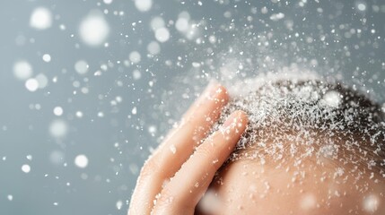 A person scratching their head due to itchy dandruff flakes