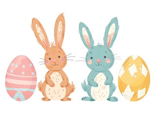 Easter Bunny clipart simple illustration for kids book. AI generated