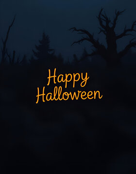 "Happy Halloween" text written on dark night background, bats, pumpkins