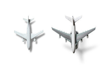 This display highlights two distinct aircraft models viewed from above, emphasizing their...