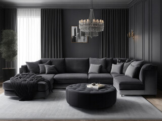Luxury modern big living room ai generated