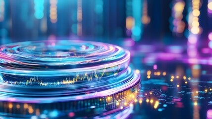 Abstract Neon Lights Background, Technology Concept