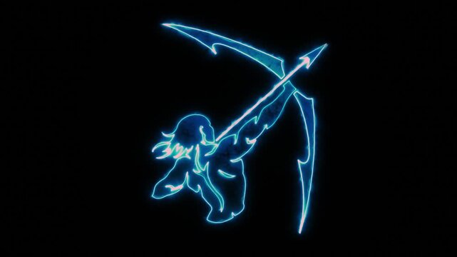 Archer Warrior Animated Neon Logo with Reveal Effect - Overlay Graphic Element V2