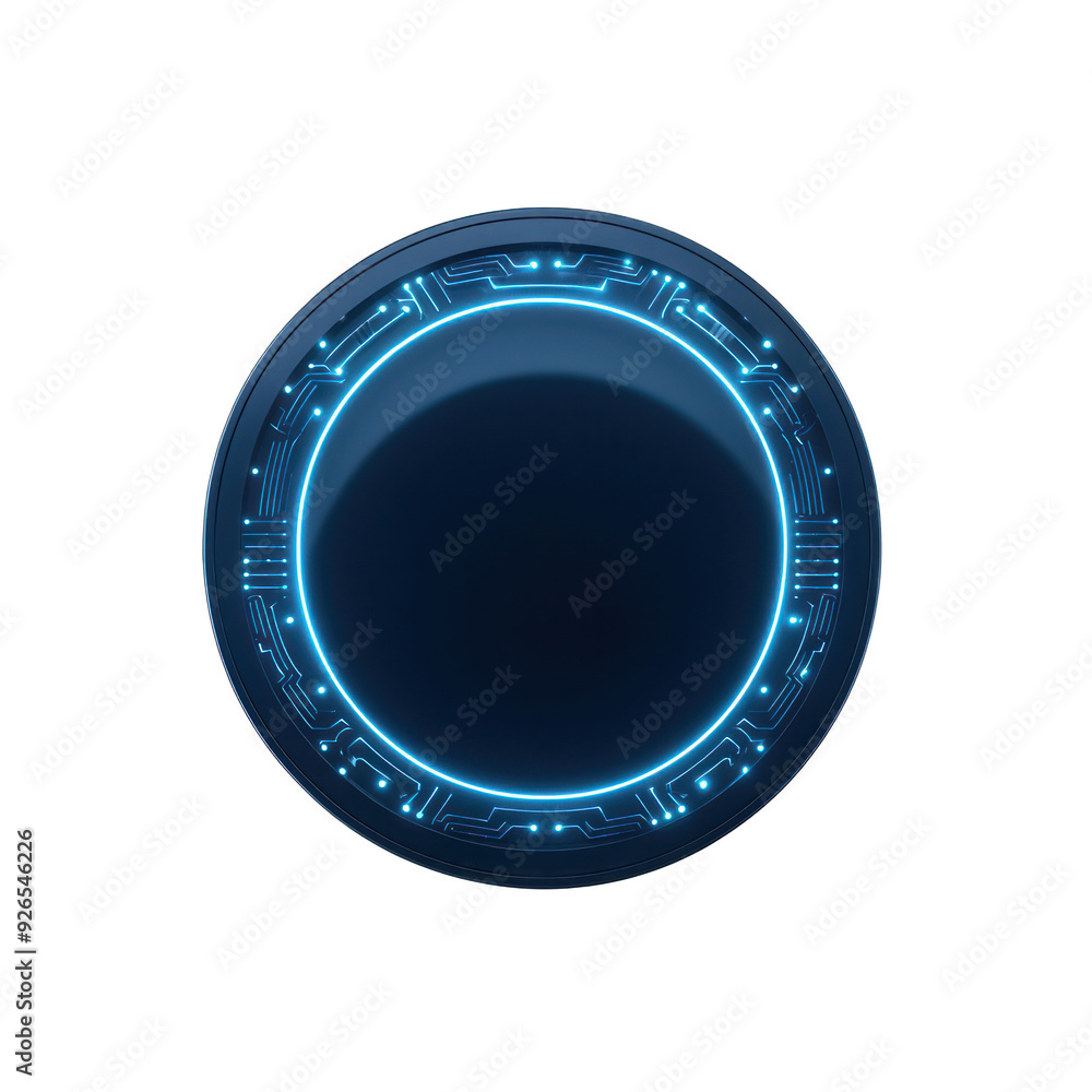 Poster futuristic neon circular interface with glowing edges, perfect for technology and sci-fi concepts. t