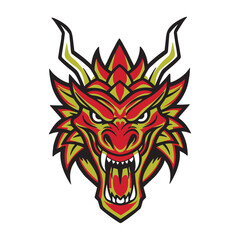 Head of an evil growling dragon.vector illustration on a white background