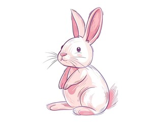 Fototapeta premium Easter Bunny clipart simple illustration for kids book. AI generated