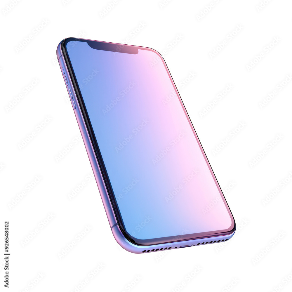 Poster modern smartphone with a sleek design and vibrant gradient screen. perfect for technology and lifest