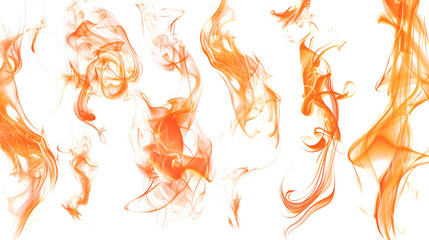 Set of flame elements on a white background fire