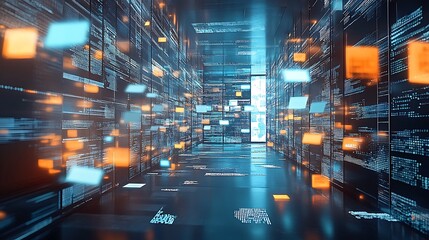 Obraz premium the concept of document management in a modern office setting, showcasing seamless integration of digital technologies for efficient workflow and collaboration design 