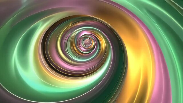 Vibrant swirl art in green gold hues with abstract design