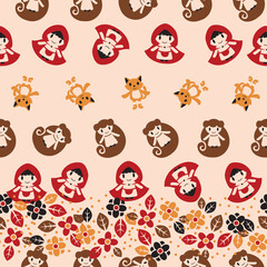Cute and Minimalistic Flat Design Fairy Tale Seamless Repeat Pattern