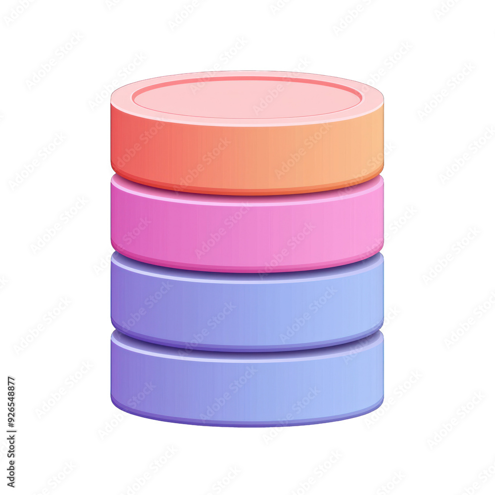 Aufkleber stack of colorful database disks representing data storage and management concepts in technology and