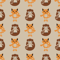 Cute and Minimalistic Flat Design Fairy Tale Seamless Repeat Pattern