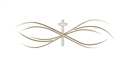 line art of Christian fish symbol with cross on white background