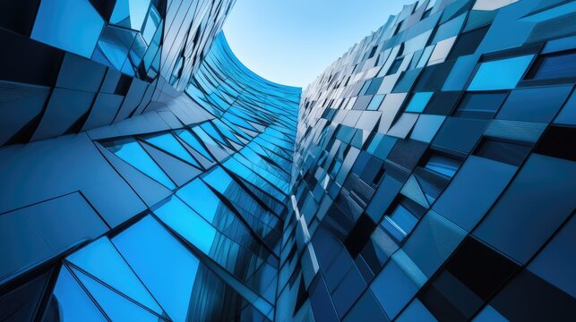 The innovative structure of a blue-hued building in Melbourne, blending futuristic aesthetics with urban sophistication.