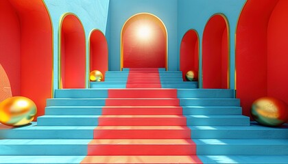 blue gold red luxurious abstract geometric presentation 