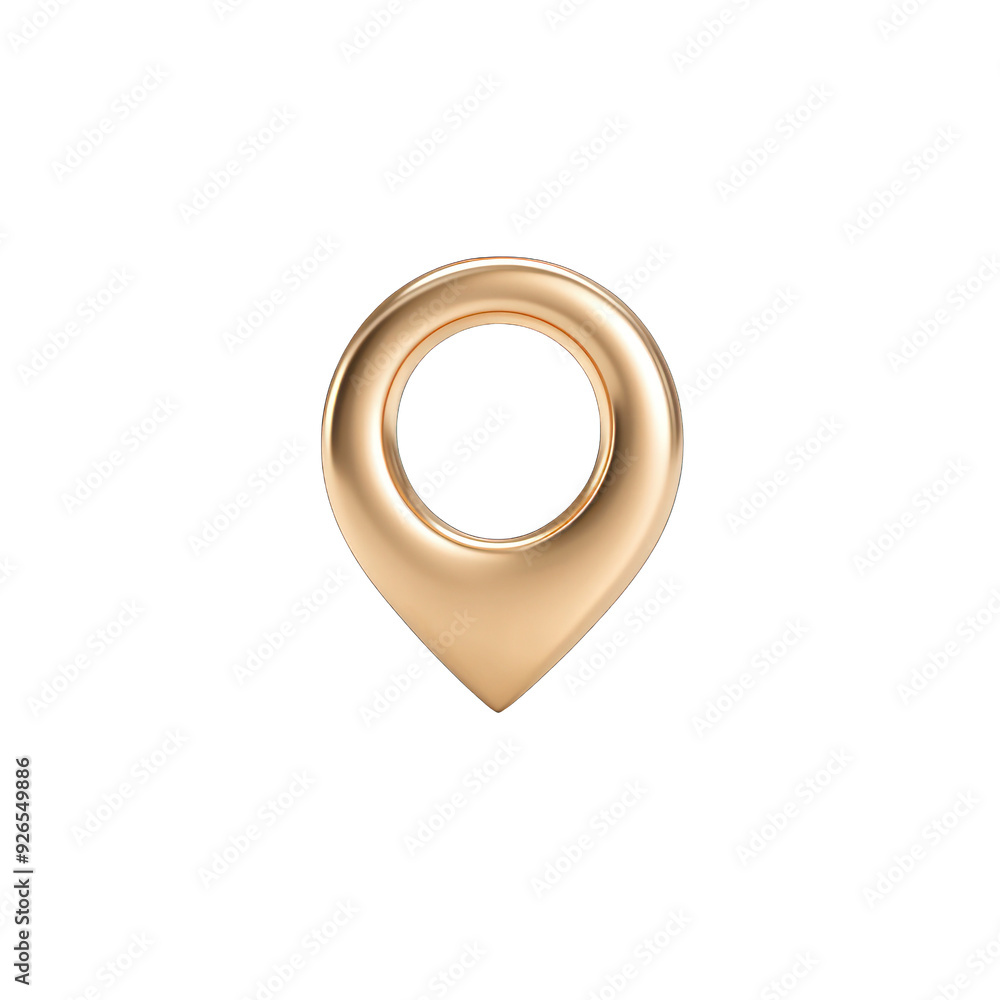 Poster stylish gold location pin icon for map applications, travel websites, and navigation systems. transp