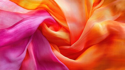 Obraz premium The rich textures of orange and pink fabrics intertwined, forming a bright and colorful background that exudes warmth and energy.