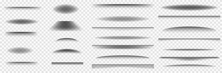 Shadow. Realistic overlay transparent shadow effects. Different realistic soft grey shapes. Vector illustration.