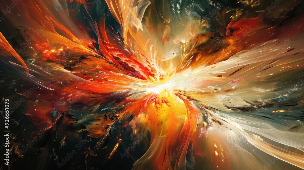 Poster a vibrant explosion of colors and light, creating an abstract visual of dynamic energy and creativit