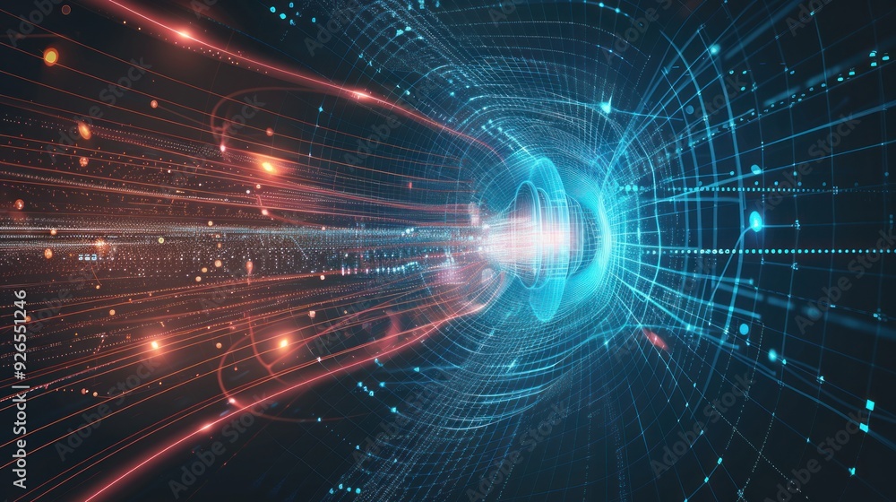 Aufkleber quantum processing. deep learning artificial intelligence.
