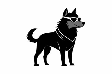 North american dog silhouette black vector illustration 