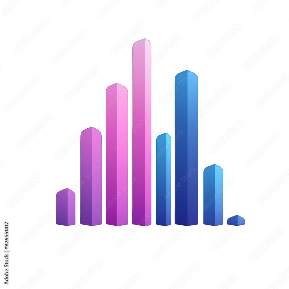 Poster stylized bar graph representing data trends with vibrant colors. ideal for analytics and business pr